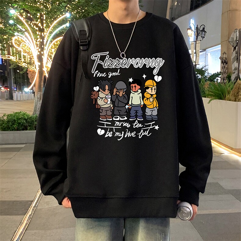 W563卫衣男秋冬新款美式宽松圆领上衣大码男生休闲无帽长袖外套,女装短外套,星座304A