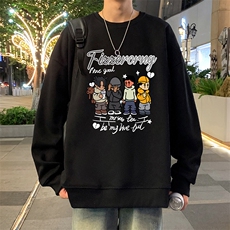 W563卫衣男秋冬新款美式宽松圆领上衣大码男生休闲无帽长袖外套，女装短外套，星座304A