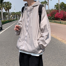 F3043/P45夏季防晒衣连帽纯色薄款外套夹克情侣男女中性风防晒服，男装夹克，电商A141
