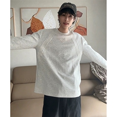 抖音得物品质26春装美式高街曼巴棉螺纹拼接卫衣圆领长袖T恤YT164，男装T恤，电商A486-1