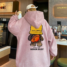 已注册港风抖音直播得物品质宽松麂皮绒连帽卫衣W6026P48，男装卫衣，电商C408-1(原B339-1)