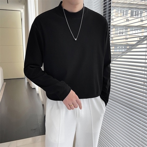 wassup happy纯色长袖t恤男春秋季潮牌简约上衣服宽松休闲打底衫图片