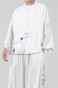 21夏季 风棉麻风衣汉服道袍仙鹤日系大码披风防晒服 F13/P60图片