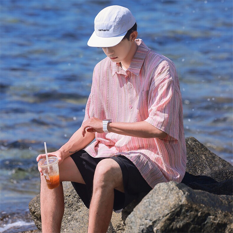 特P30无差价新款夏季潮流时尚衬衫-HC2190日系相机风,男装衬衫,电商A003