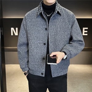 含羊毛假两件毛呢外套男冬季2025新款加绒加厚 A313-25116-P205图片