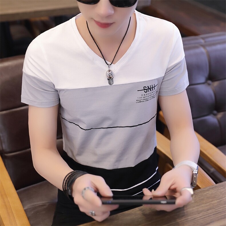 款6106男士短袖t恤V领夏季男装上衣服韩版潮牌打底衫夏装,男装T恤,电商D310（原电商305）