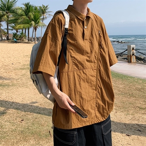 夏季潮流休闲衬衣宽松大码短袖衬衫A161-1704-P40图片