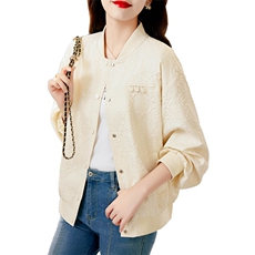 时尚休闲棒球服短外套女2025春秋新款高级感暗纹提花百搭夹克开衫，女装短外套，霓裳依族