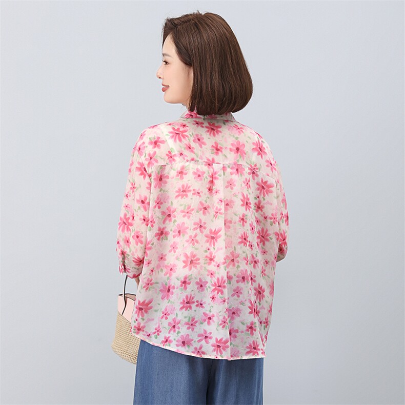 叶笙衣2553印花宽松开衬,女装衬衫,叶笙衣