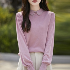 秋冬季新款毛衣女长袖显瘦时尚百搭翻领上衣，女装针织衫/毛衣，贵皇网供仓
