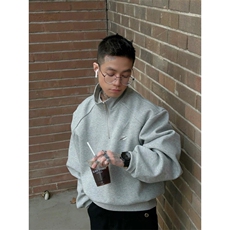 WY07-P68华棉垫肩美式卫衣宽松百搭运动上衣外套立领打底衫，男装卫衣，电商B327