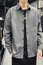 202-7-GC15秋季新款纯色衬衫男长袖大码宽松休闲衬衫，男装衬衫，星座1302