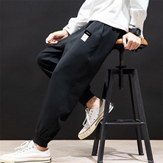 K12119-P40加绒P50束脚纯棉运动裤男士休闲裤大码宽松卫裤男，男装休闲裤，电商A040A