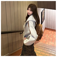 网图重磅380克全棉宽松设计感拉链套头连帽卫衣外套AH912-P58，女装短外套，四季星座610B