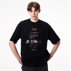 2025夏季宽松美式复古潮牌印花设计感宽松圆领短袖T恤男DA665-P32，男装T恤，星座208-5