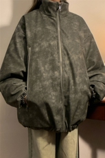 中性PU皮复古做旧双侧金属拉链夹克式加棉棉衣男MY77092P130控198，男装夹克，星座227-7