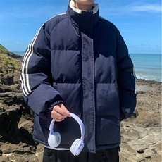 ！冬季条纹五防立领加绒加厚棉衣情侣撞色棉服外套MY7777-p68，男装棉衣，星座610B-1
