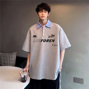 撞色拼接学院风cleanfit高级感假两件Polo衫短袖T恤半袖T330-P48图片