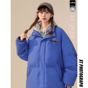 白鸭绒中性风22冬季潮流印花立领羽绒服YR186P195控258图片