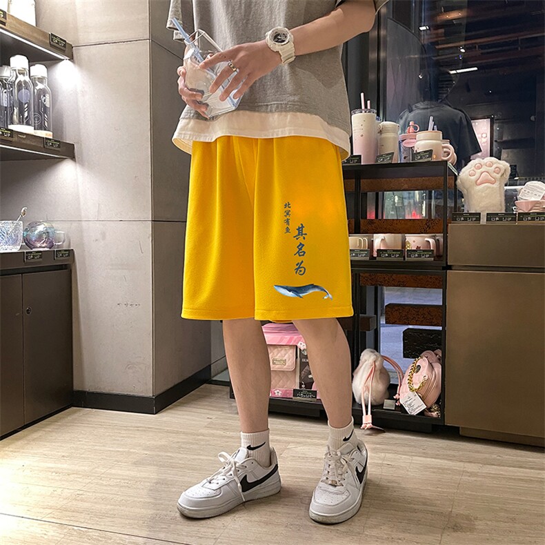 MK37261-P15冰丝裤短裤男大码宽松休闲五分裤男运动中裤,男装休闲裤,电商A040