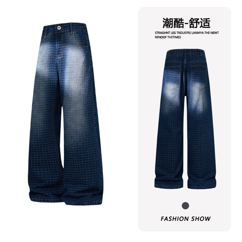 B221美式ins高街暗黑提花修身微喇牛仔裤LK26631-特P45控78,男装牛仔裤,电商B221