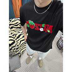 网图有货夏季美式高街草莓刺绣情侣短袖纯棉宽松t恤男女A463-P38，男装T恤，星座1505