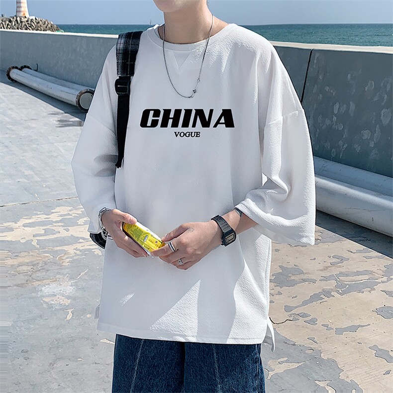 Q11001-P30 春夏季七分袖t恤男大码五分袖男短袖中袖图片
