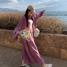 紫色休闲套装裙女防晒服2025春夏新款韩版减龄小个子气质两件套，女装套装/套裙，浙宝276（原081）