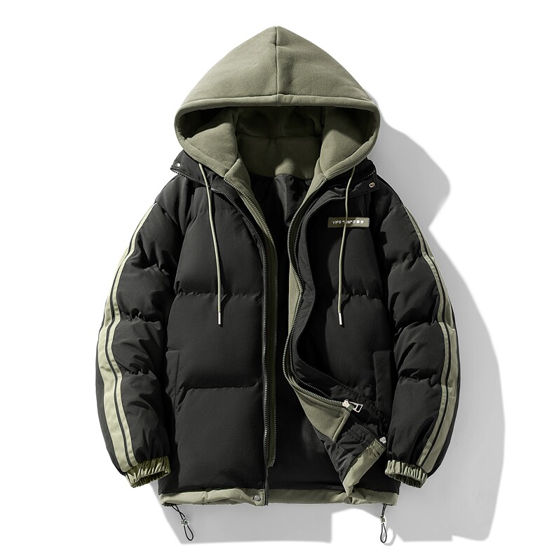 冬季假两件棉服男女同款加厚保暖棉衣棉袄外套M082-特价P63,男装棉衣,电商A007