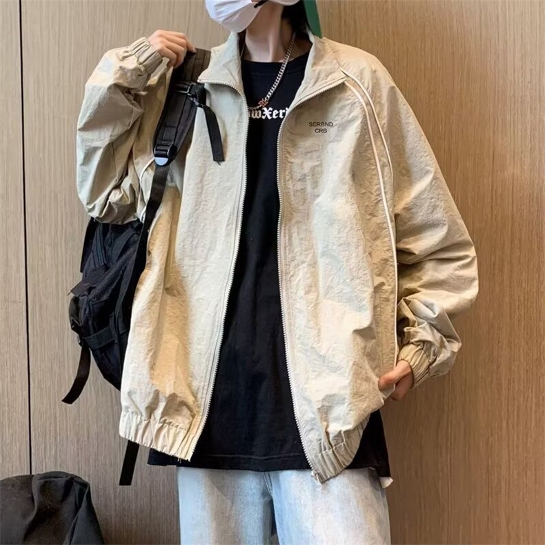 2025新款翻领薄款外套男女潮牌宽松痞帅美式运动棒球服夹克图片