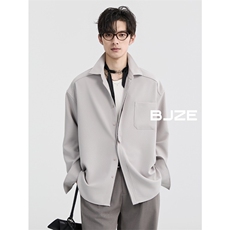 BB12高级设计感内搭长袖衬衫纯色韩版通勤宽松上衣，男装衬衫，星座308A-1（原309B-1）