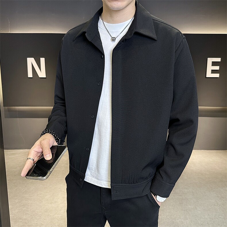 纯色简约夹克男西装面料翻领2025秋款时尚外套男B317/5822/P125,男装夹克,电商B317