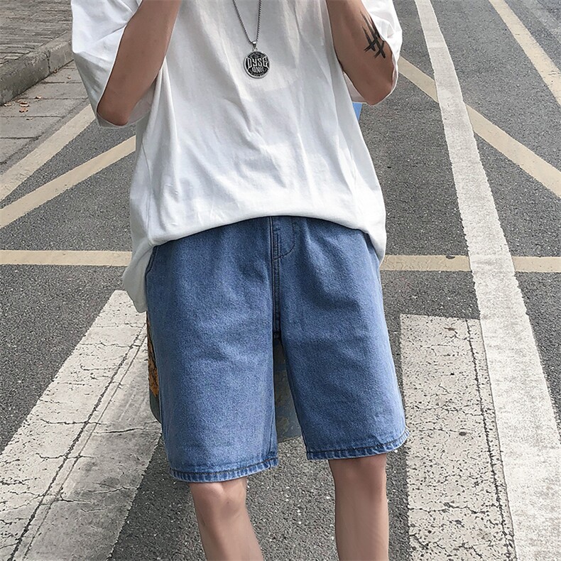 短裤男夏季宽松直筒牛仔五分裤韩版潮流牛仔中裤休闲裤子K908-P35图片