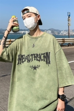 美式创意字母印花复古水洗做旧半袖重磅短袖T恤B239-1137-P38，男装T恤，星座514-2(原B239)