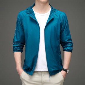 夹克男2023新款夏季防晒衣中青年男士薄款休闲防晒服潮流连帽外套图片