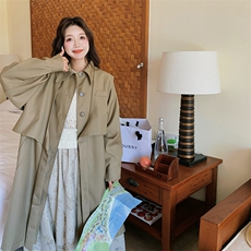 【现货】24早秋新品披肩两件套韩版风衣2401-P195-K255，女装风衣，2C317A