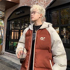 数据款冬季撞色插肩袖连帽面包服棉衣XMY2313-P105控148抖音控168，男装棉衣，电商B370