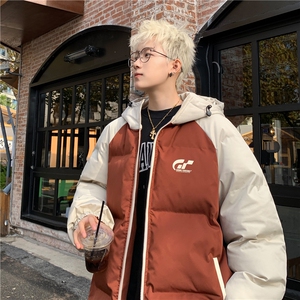 数据款冬季撞色插肩袖连帽面包服棉衣XMY2313-P105控148抖音控168图片