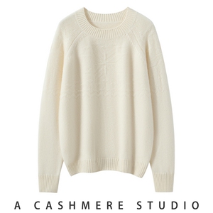 2025年秋季通勤五针暗花圆领时尚百搭通勤简约休闲，女装羊绒衫，朝思纯山羊绒