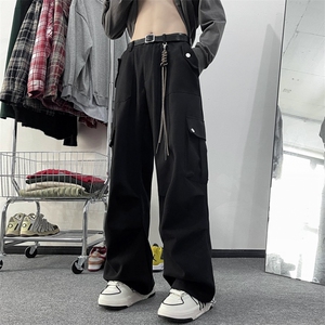 美式复古hiphop大口袋工装裤男女潮牌宽松直筒阔腿裤R5288-p55图片