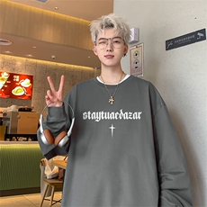 新款港风纯棉260克高街抖音直播得物品质长袖T恤打底衫T4206P28，男装T恤，电商C408-1(原B339-1)