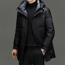 冬季男士鸭绒羽绒服时尚商务极寒面包服中长款男品质潮服连帽外套，男装羽绒服，钱塘6003（原4033）