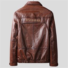 W6889新款2021真皮皮衣男油蜡头层牛皮夹克连帽商务休闲男装P750图片