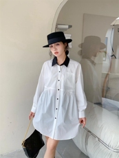 爱美欧秋装现货，撞色领子收腰衬衣，其它，爱美欧