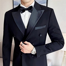 秋冬季男士网红双排扣西装外套高级感修身西服伴郎婚礼服时尚上衣，男装西服，星座506A