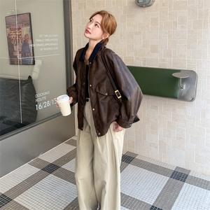美式复古皮衣外套女秋季2025新款高级感小个子气质休闲酷飒风夹克图片