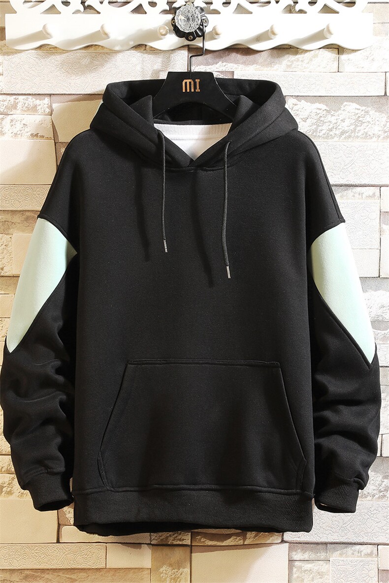 2019冬季新款日系砖墙大码撞色拼接连帽加绒加厚卫衣男W655-P60,男装卫衣,电商A001