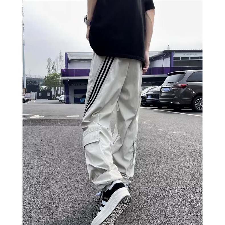 W284-P45美式休闲运动裤薄款可束脚港风三道杠,女装休闲裤,星座911-1