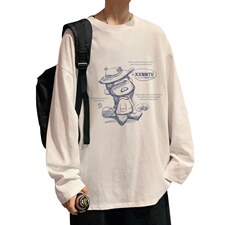 CX24-P25大码长袖t恤男春季新款打底衫男港风圆领卫衣男图片