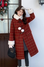 2025年冬季新款韩版时尚优雅气质内胆含90白鸭绒长款羊毛呢大衣，女装毛呢外套，超帛